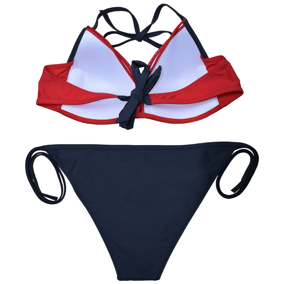 F4767-5 Sexy Swimsuit Women Push Up Bikinis Halter Bandage Swimwear